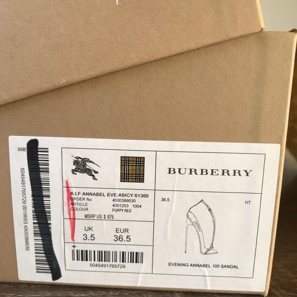 Burberry - Red Slip Strap Suede Heels - Picture 7 of 8